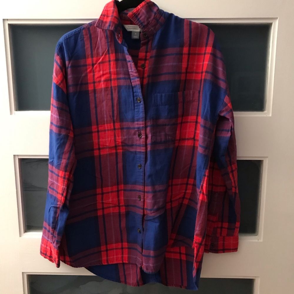Old Navy Boyfriend fit plaid button down